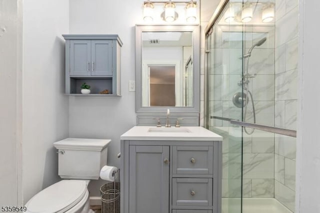 55 Nomahegan Ct, Cranford Twp, NJ 07016 - bathroom featuring toilet, vanity, and a shower stall