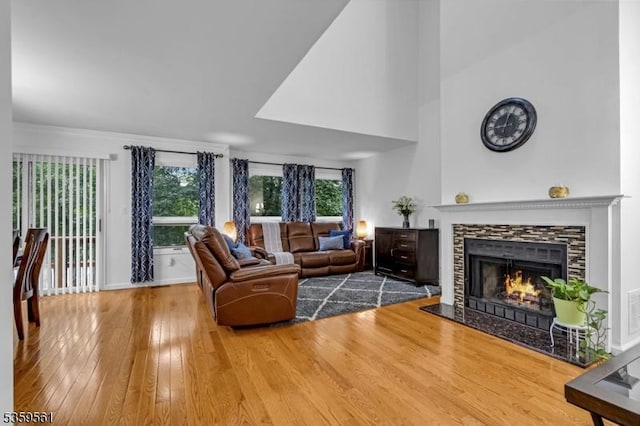 23 Bond St, Bridgewater Twp, NJ 08807 - living room featuring wood finished floors and a fireplace