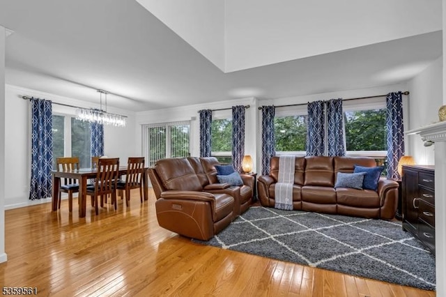 23 Bond St, Bridgewater Twp, NJ 08807 - living area featuring a chandelier and hardwood / wood-style floors
