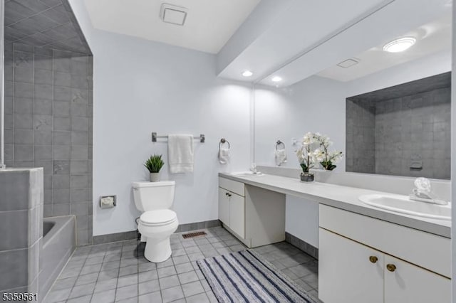23 Bond St, Bridgewater Twp, NJ 08807 - bathroom featuring vanity, tile patterned floors, and  shower combination