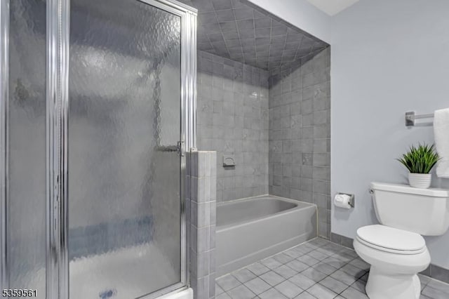23 Bond St, Bridgewater Twp, NJ 08807 - bathroom featuring tile patterned flooring, a shower stall, and a garden tub