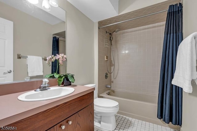 23 Bond St, Bridgewater Twp, NJ 08807 - bathroom featuring vanity, shower / tub combo with curtain, and tile patterned floors