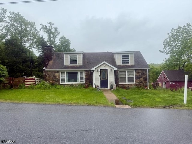 1 David Post Rd, Clinton Twp, NJ 08801 - view of front of property featuring stone siding and a chimney