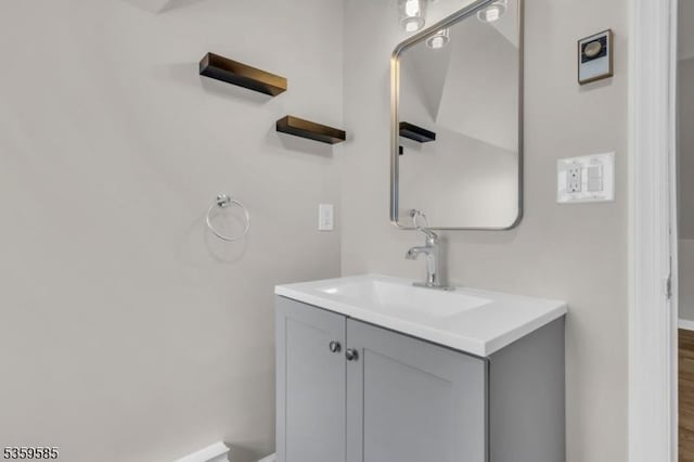 10 Rutgers Way, Hopatcong Boro, NJ 07843 - bathroom featuring vanity, baseboards, and wood finished floors