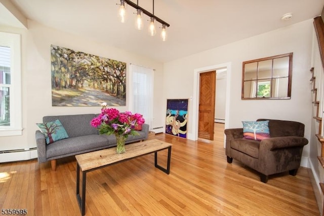 8 S Main St, Stockton Boro, NJ 08559 - living room featuring light wood finished floors, baseboard heating, and a baseboard heating unit