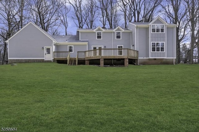 129 Sandy Ridge Rd, Delaware Twp, NJ 08559 - rear view of property with a deck, a yard, and crawl space