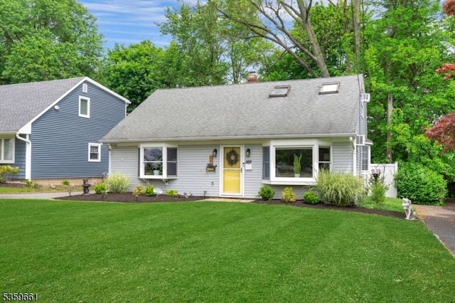 46 Sunrise Ter, Cedar Grove Twp, NJ 07009 - new england style home with a front lawn, roof with shingles, and a chimney