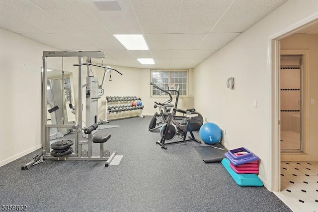 23 Stoningham Dr, Warren Twp, NJ 07059 - workout area with a drop ceiling