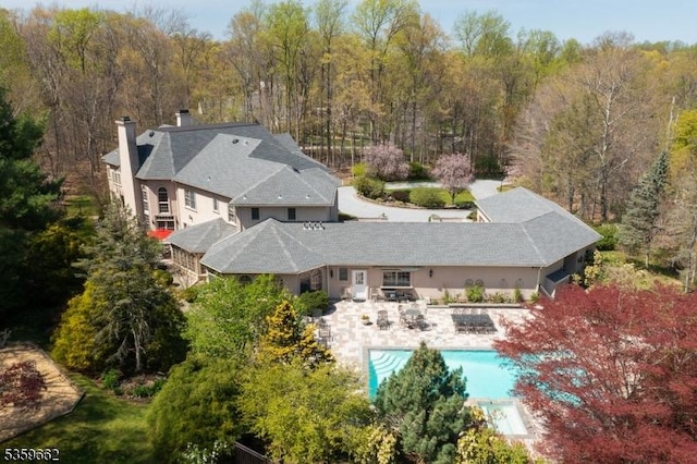 23 Stoningham Dr, Warren Twp, NJ 07059 - view from above of property featuring a pool