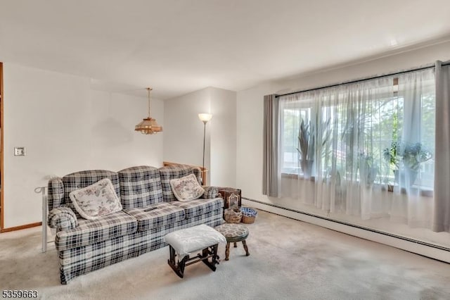 580 Eric Ln, Mount Arlington Boro, NJ 07850 - living room with a baseboard heating unit and carpet