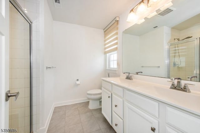 76 Trafalgar Ct, Sparta Twp, NJ 07871 - full bathroom featuring double vanity, toilet, a shower stall, baseboards, and tile patterned flooring