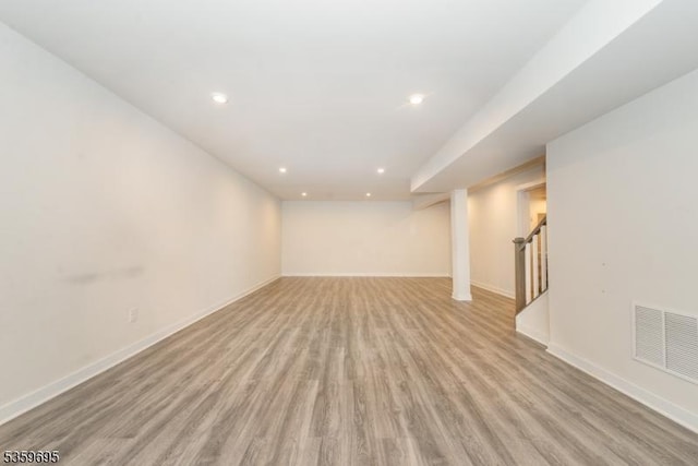 76 Trafalgar Ct, Sparta Twp, NJ 07871 - finished basement featuring stairway, light wood finished floors, baseboards, and recessed lighting