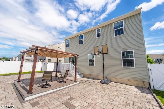 76 Trafalgar Ct, Sparta Twp, NJ 07871 - fenced backyard featuring a gate, a patio area, and a pergola