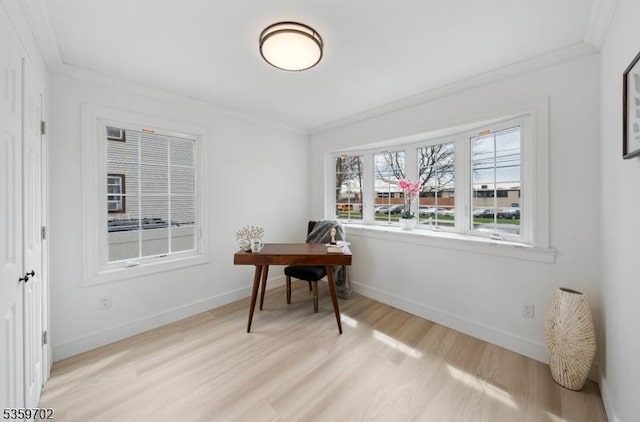 107 Myrtle St, Cranford Twp, NJ 07016 - office space with crown molding, light wood finished floors, and baseboards