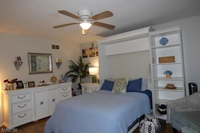 8153 Ashland Ct, Stanhope Boro, NJ 07874 - bedroom featuring a ceiling fan and dark wood-type flooring