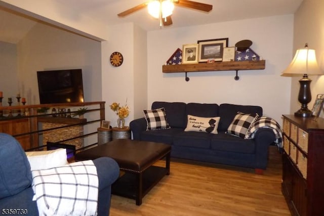 8153 Ashland Ct, Stanhope Boro, NJ 07874 - living area featuring a ceiling fan and wood finished floors
