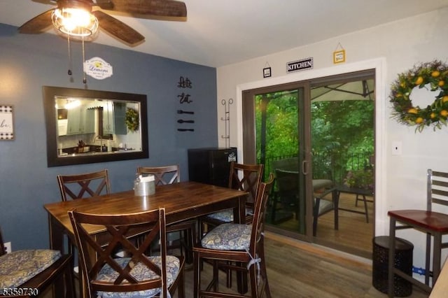 8153 Ashland Ct, Stanhope Boro, NJ 07874 - dining space featuring ceiling fan and wood finished floors