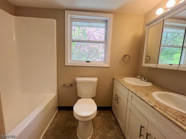 45 Park Ave, Newton Town, NJ 07860 - full bathroom with toilet, double vanity, and baseboards
