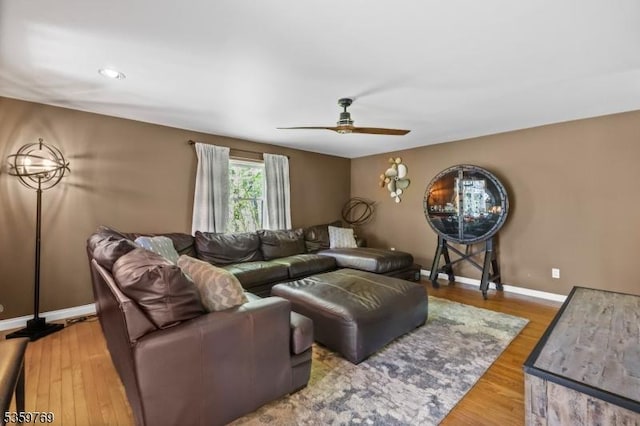 1404 State Route 57, Mansfield Twp, NJ 07865 - living area featuring a ceiling fan, baseboards, and light wood-type flooring