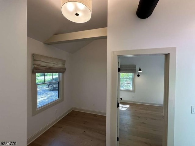 24 Lakeview Point Ave, Frankford Twp, NJ 07826 - empty room featuring wood finished floors, plenty of natural light, vaulted ceiling, and baseboards