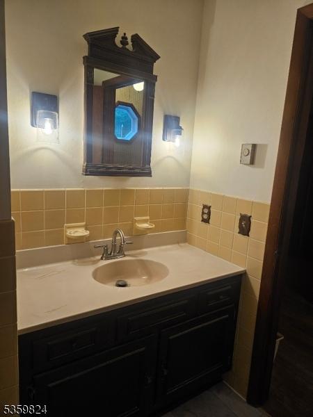 38 Summerfield Rd, White Twp, NJ 07823 - bathroom with vanity and tile walls