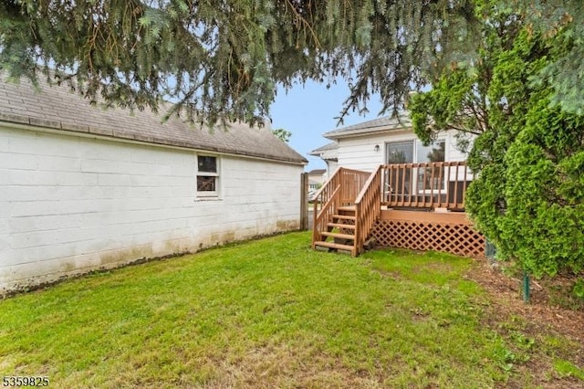 2903 Grasselli Ave, Linden City, NJ 07036 - view of grassy yard with a wooden deck