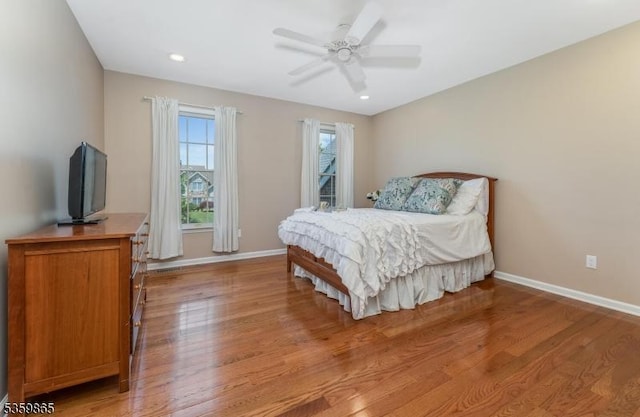 28 Lavada Ln, Raritan Twp, NJ 08551 - bedroom with light wood finished floors, baseboards, a ceiling fan, and recessed lighting