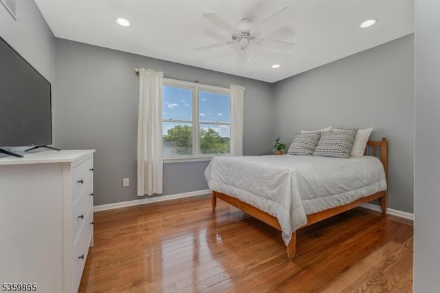 28 Lavada Ln, Raritan Twp, NJ 08551 - bedroom featuring baseboards, light wood-style flooring, recessed lighting, and a ceiling fan