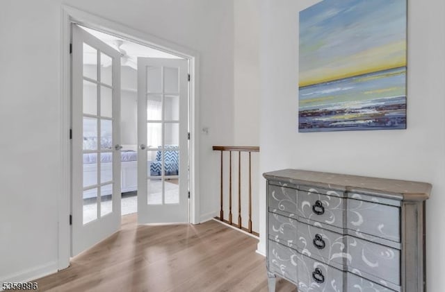 65 Academy Ct, Bedminster Twp, NJ 07921 - doorway to outside with wood finished floors, french doors, and baseboards