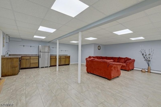 24 Partridge Run, Montvale Boro, NJ 07645 - living area featuring a drop ceiling and baseboard heating