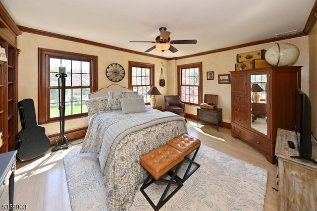 777 E Ridgewood Ave, Ridgewood Village, NJ 07450 - bedroom featuring light wood-type flooring, baseboards, and ornamental molding