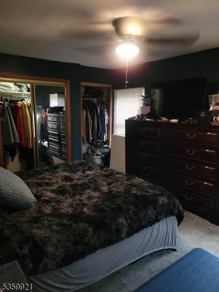 6 Charles St, Knowlton Twp, NJ 07840 - bedroom featuring multiple closets, carpet, and ceiling fan
