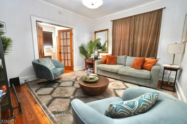 680 N 8th St, Newark City, NJ 07107 - living room with wood finished floors, ornamental molding, and french doors