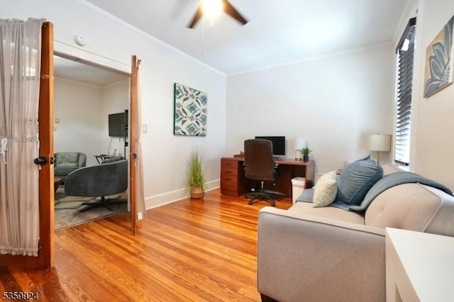 680 N 8th St, Newark City, NJ 07107 - office featuring crown molding, light wood finished floors, and ceiling fan