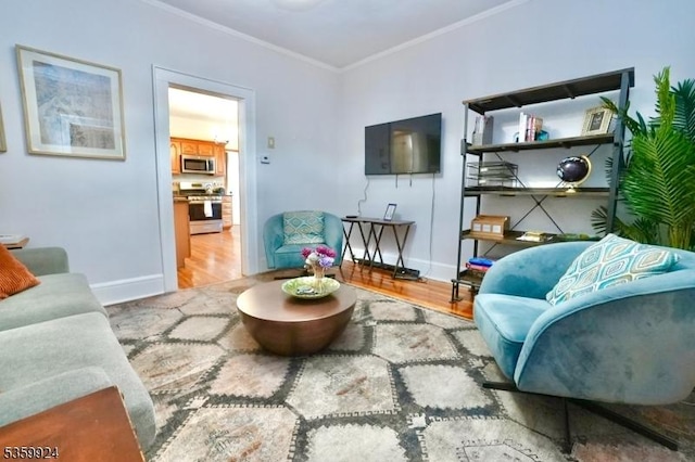 680 N 8th St, Newark City, NJ 07107 - living area featuring wood finished floors and crown molding
