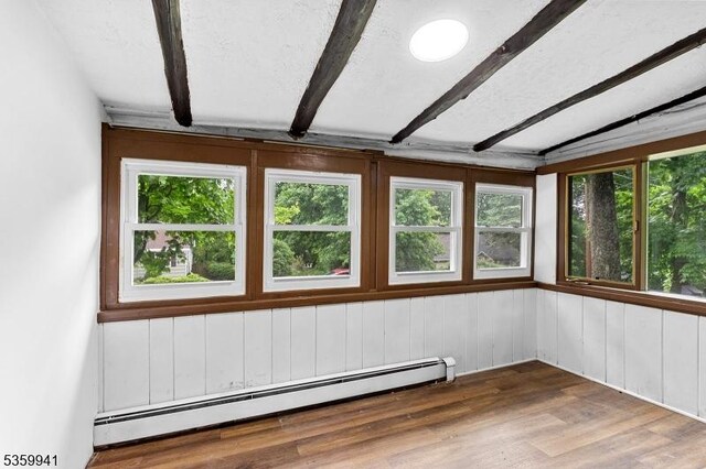 13 Alturas Rd, Vernon Twp, NJ 07422 - unfurnished sunroom with a baseboard heating unit, healthy amount of natural light, and beam ceiling