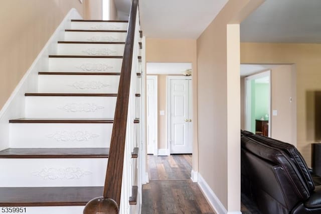 61 Park Ave, Flemington Boro, NJ 08822 - staircase with wood finished floors and baseboards