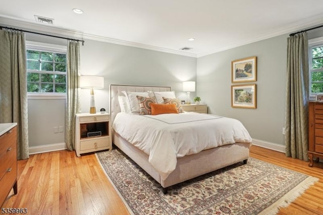 23 Parkview Rd, Chatham Twp, NJ 07928 - bedroom featuring light wood-style floors, ornamental molding, baseboards, and recessed lighting