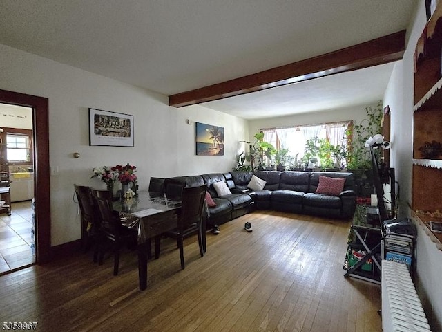 307 W Union Ave, Bound Brook Boro, NJ 08805 - living room with beam ceiling and wood-type flooring