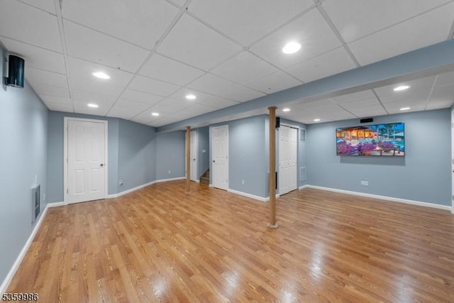 3 River Birch Cir, Montgomery Twp, NJ 08540 - finished basement with light wood-style floors, baseboards, a drop ceiling, and recessed lighting