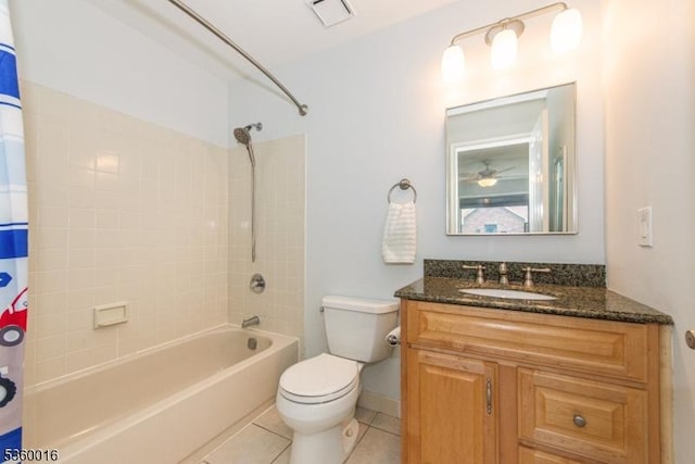 44 Mews Ln, South Orange Village Twp, NJ 07079 - bathroom with shower / tub combo, tile patterned floors, vanity, and toilet