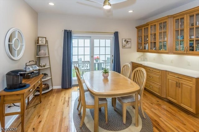 22 Troon Dr, Fredon Twp, NJ 07860 - dining space featuring light wood-style floors, a ceiling fan, and recessed lighting