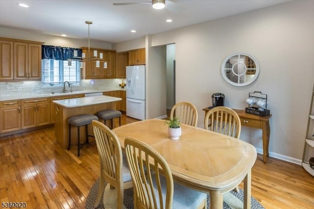 22 Troon Dr, Fredon Twp, NJ 07860 - dining room featuring light wood-style floors, a ceiling fan, recessed lighting, and baseboards