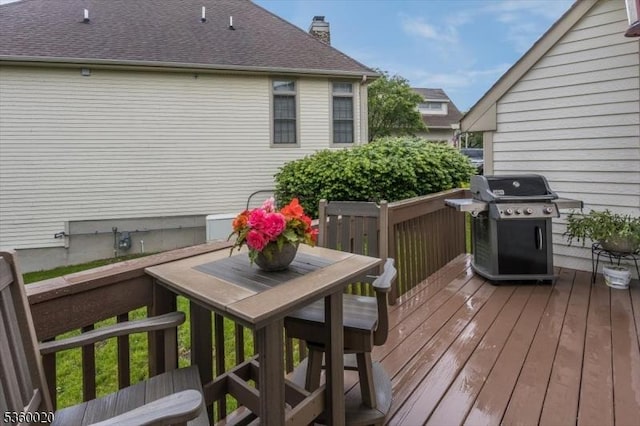 22 Troon Dr, Fredon Twp, NJ 07860 - wooden deck featuring a grill and outdoor dining space