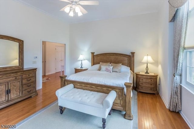 22 Troon Dr, Fredon Twp, NJ 07860 - bedroom with light wood-style flooring, baseboards, crown molding, and a ceiling fan