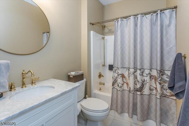 22 Troon Dr, Fredon Twp, NJ 07860 - full bath featuring vanity, toilet, shower / bathtub combination with curtain, and tile patterned floors