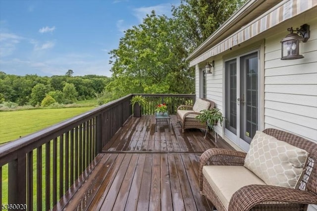 22 Troon Dr, Fredon Twp, NJ 07860 - wooden deck with a lawn and french doors