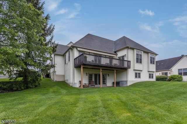 22 Troon Dr, Fredon Twp, NJ 07860 - rear view of house featuring a yard and a wooden deck