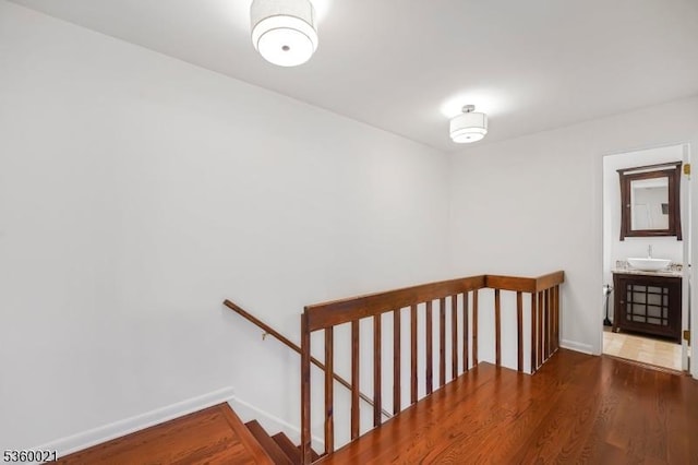 101 River Rd Unit C2, Nutley Twp, NJ 07110 - stairs with baseboards and wood finished floors