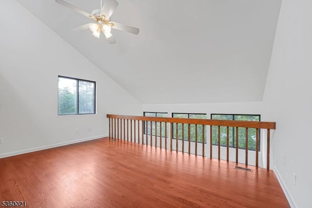 101 River Rd Unit C2, Nutley Twp, NJ 07110 - bonus room with a ceiling fan, high vaulted ceiling, wood finished floors, and baseboards